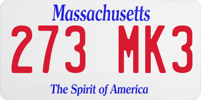 MA license plate 273MK3
