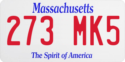 MA license plate 273MK5