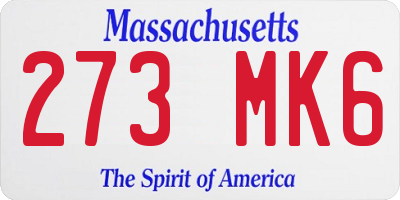MA license plate 273MK6