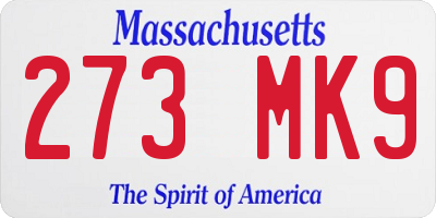 MA license plate 273MK9