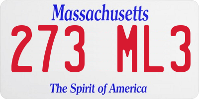 MA license plate 273ML3