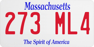MA license plate 273ML4