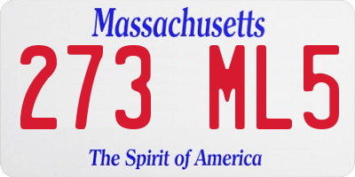 MA license plate 273ML5