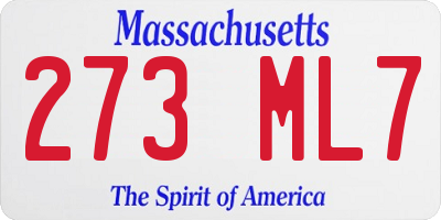 MA license plate 273ML7