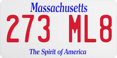 MA license plate 273ML8