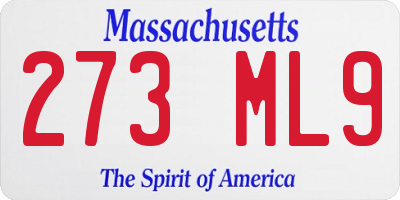 MA license plate 273ML9
