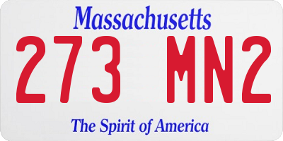 MA license plate 273MN2