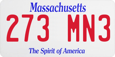 MA license plate 273MN3