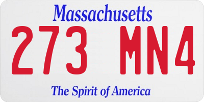 MA license plate 273MN4