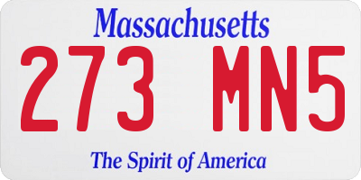 MA license plate 273MN5