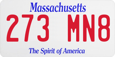 MA license plate 273MN8