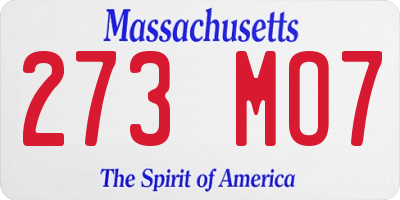 MA license plate 273MO7