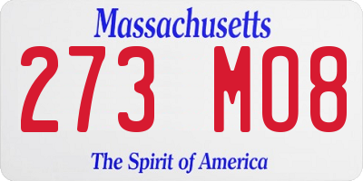 MA license plate 273MO8