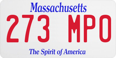 MA license plate 273MP0