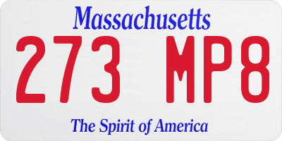 MA license plate 273MP8