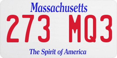 MA license plate 273MQ3