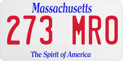 MA license plate 273MR0