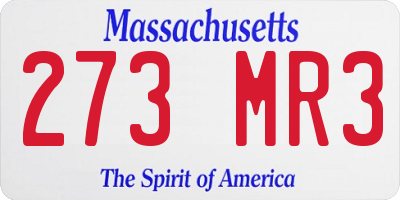 MA license plate 273MR3