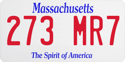 MA license plate 273MR7