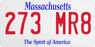MA license plate 273MR8
