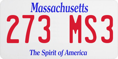 MA license plate 273MS3