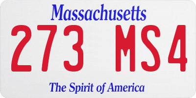 MA license plate 273MS4