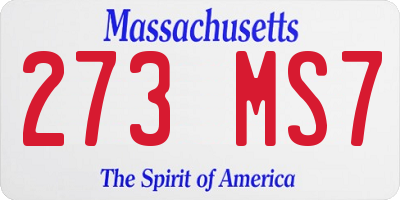 MA license plate 273MS7