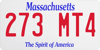 MA license plate 273MT4
