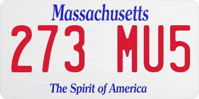 MA license plate 273MU5