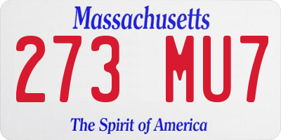 MA license plate 273MU7