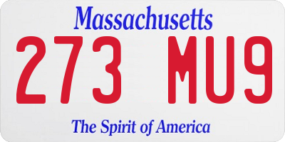 MA license plate 273MU9