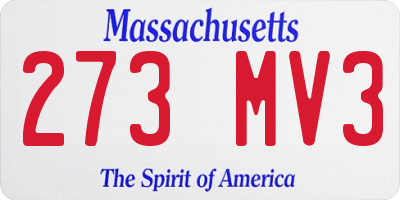 MA license plate 273MV3