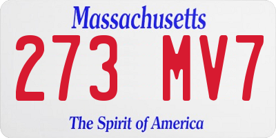 MA license plate 273MV7