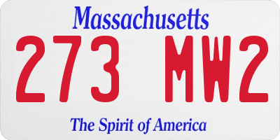 MA license plate 273MW2