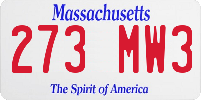 MA license plate 273MW3