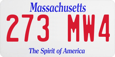 MA license plate 273MW4