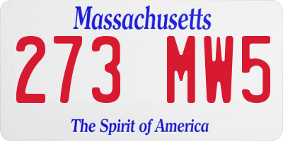 MA license plate 273MW5