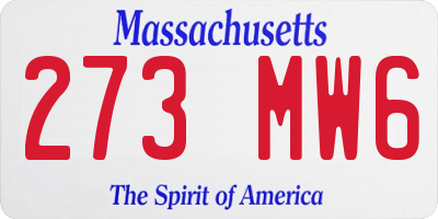 MA license plate 273MW6