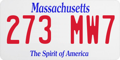 MA license plate 273MW7