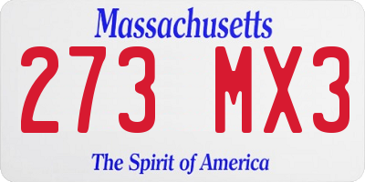 MA license plate 273MX3