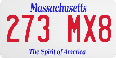 MA license plate 273MX8