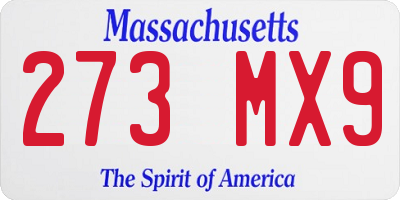 MA license plate 273MX9