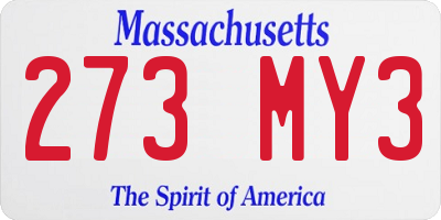 MA license plate 273MY3