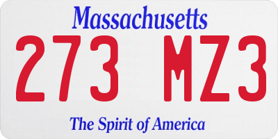 MA license plate 273MZ3