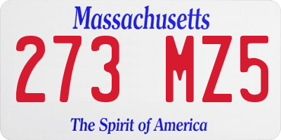 MA license plate 273MZ5