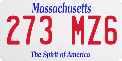 MA license plate 273MZ6