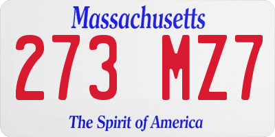 MA license plate 273MZ7