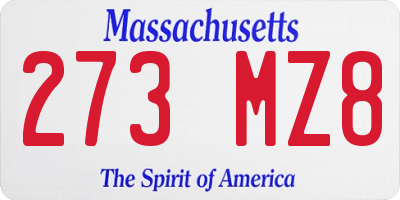 MA license plate 273MZ8