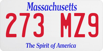 MA license plate 273MZ9