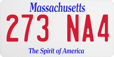 MA license plate 273NA4